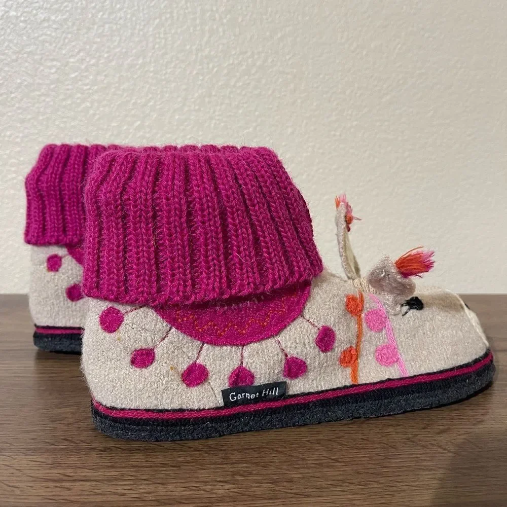 Garnet Hill Kids Animal Slippers - Pink and Cream